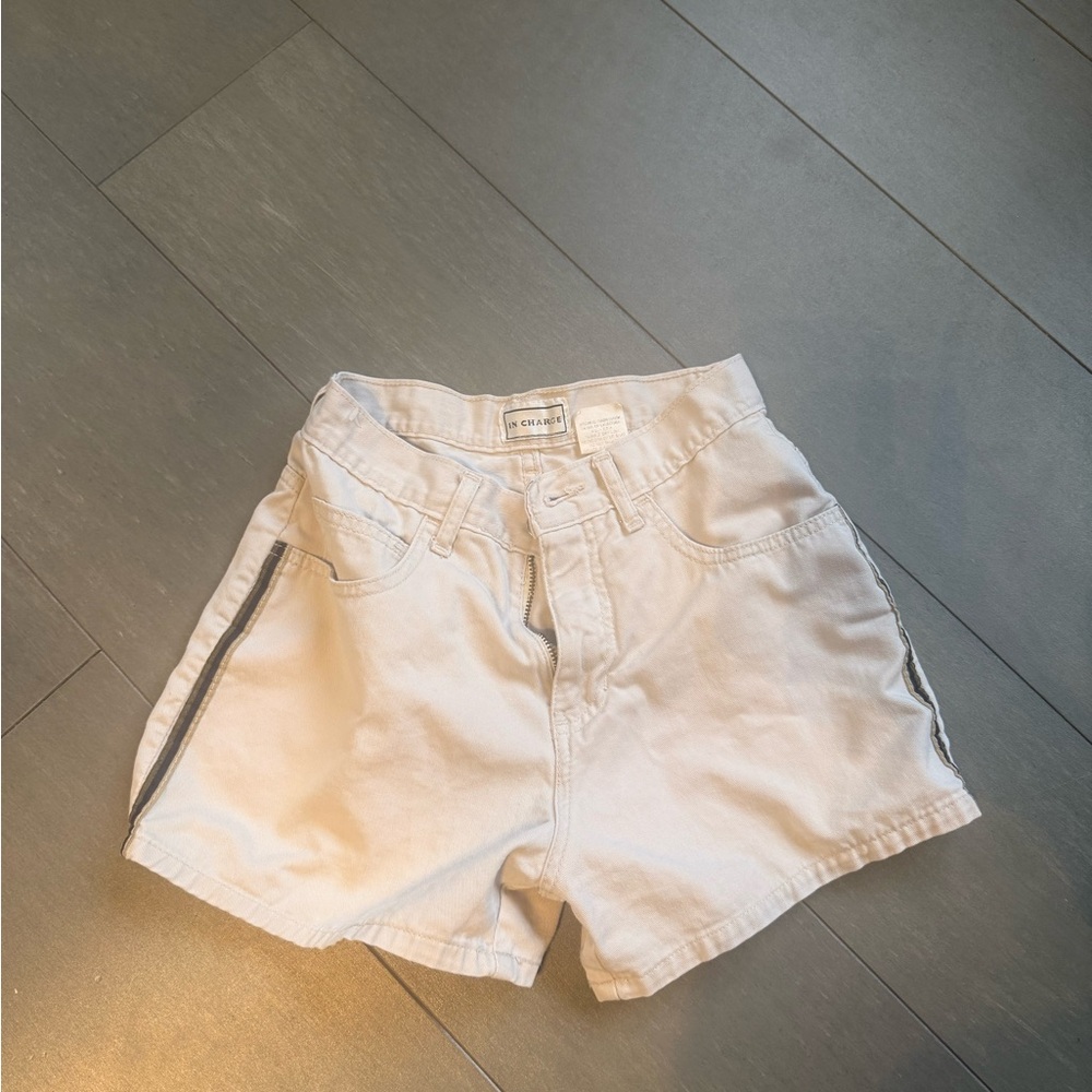 Levi's White Jean Shorts with Black Trim